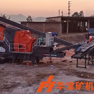從化輪胎移動破碎機C106鄂破+1313反擊破石灰石生產線